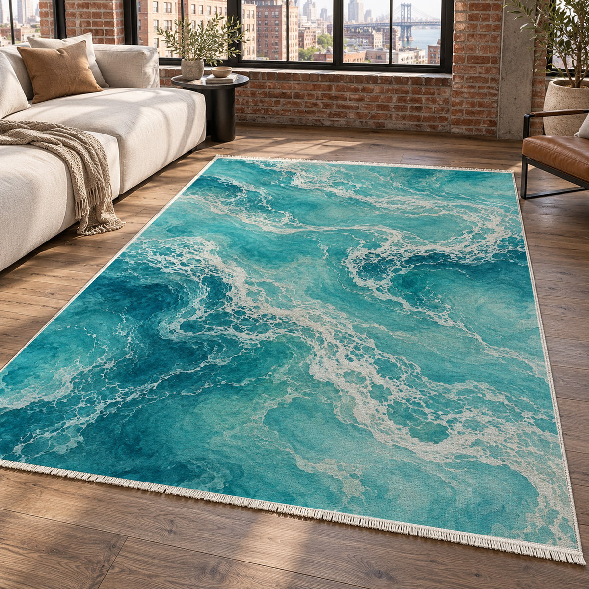 Tidal Lace Abstract Washable Rug — new york living