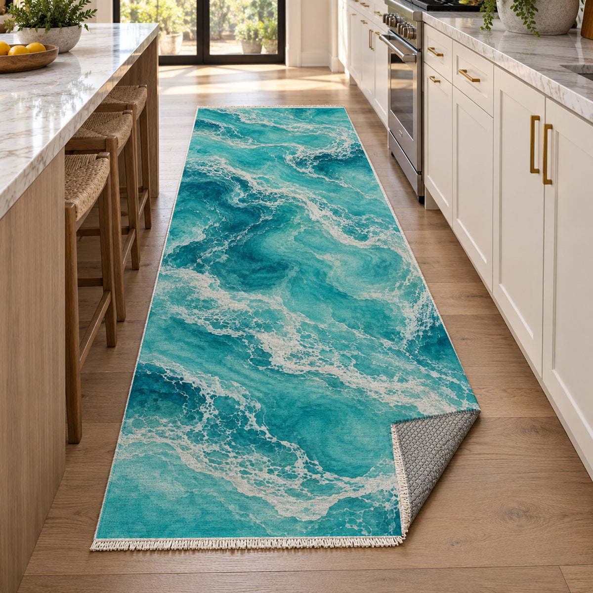 Tidal Lace Abstract Washable Rug — new york kitchen runner