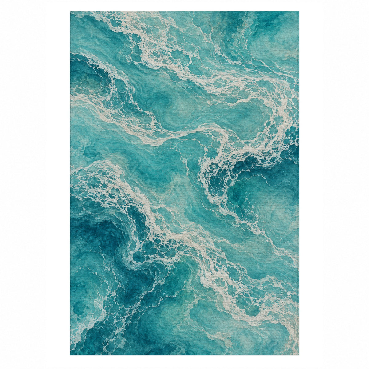 Tidal Lace Abstract Washable Rug — top view