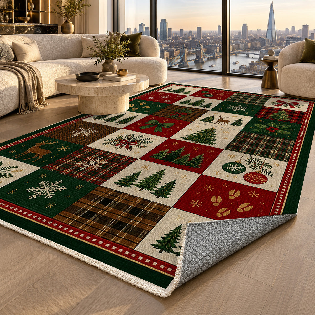Tree Farm Evergreen Washable Rug — london luxury living