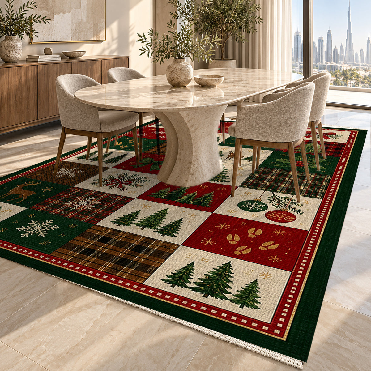 Tree Farm Evergreen Washable Rug — dubai dining