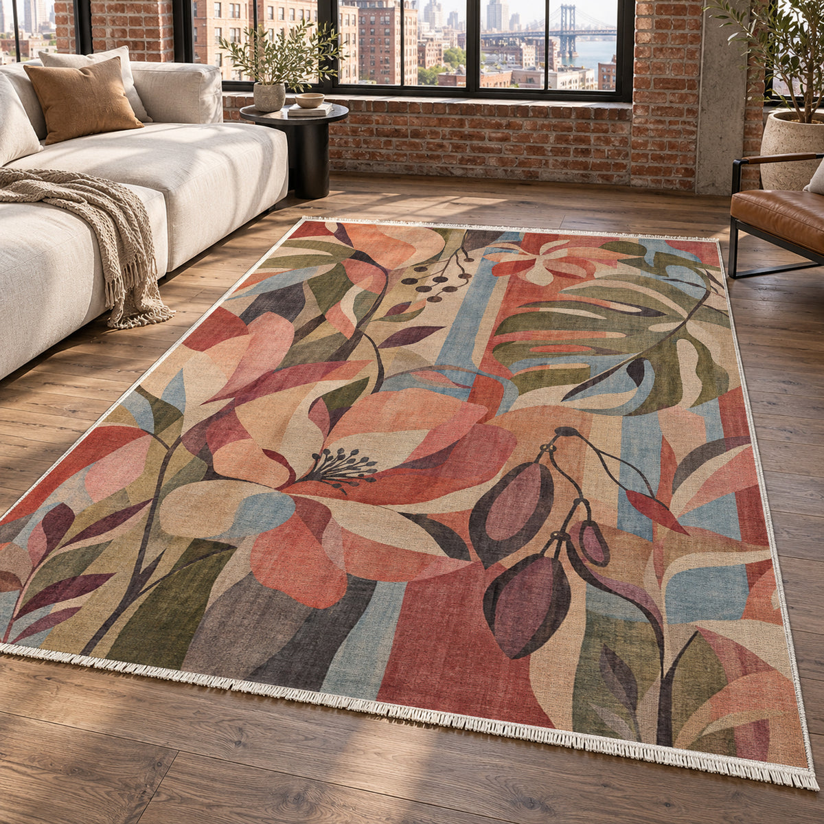 Tropic Blush Floral Washable Rug — new york living