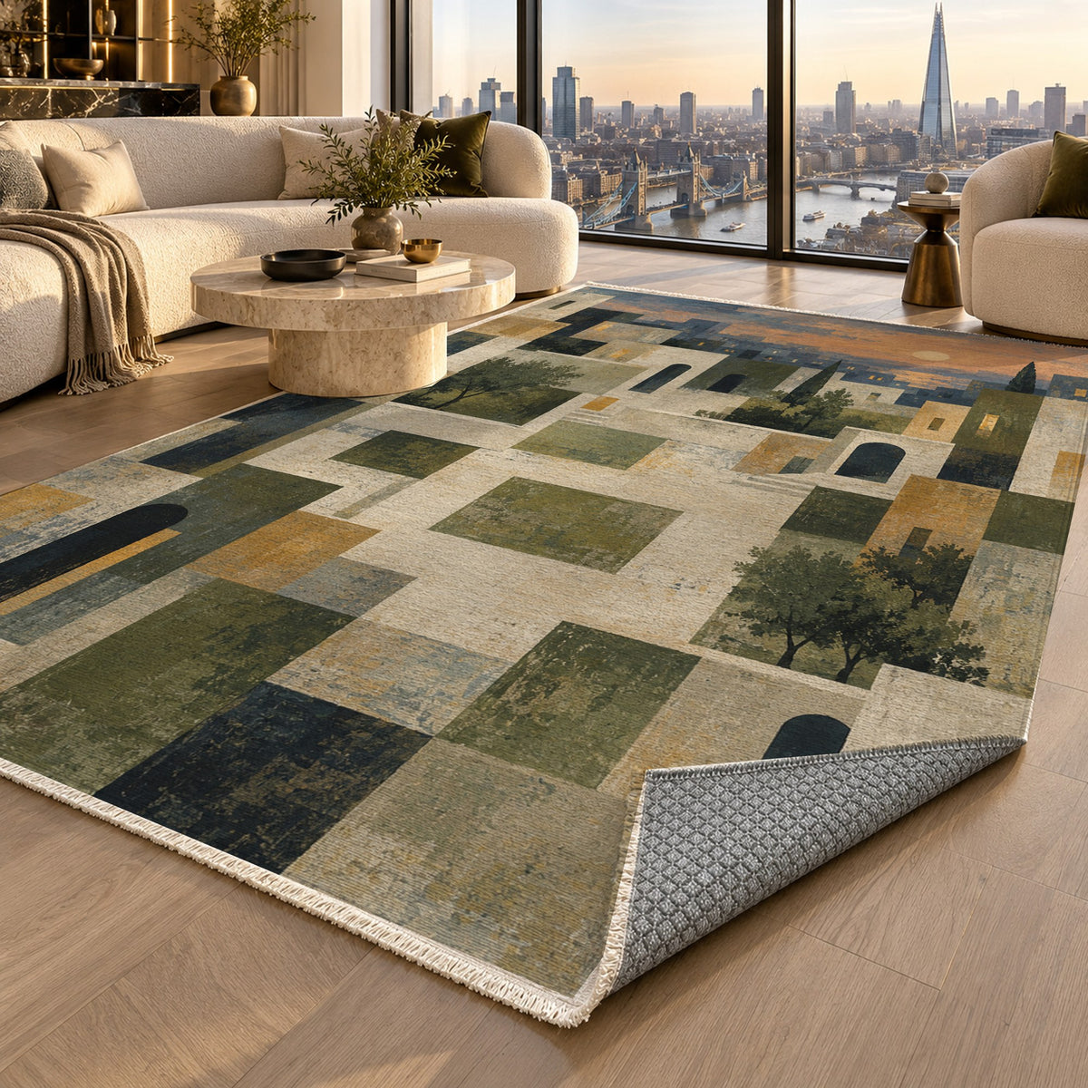 Urban Courtyard Modern Washable Rug — london luxury living