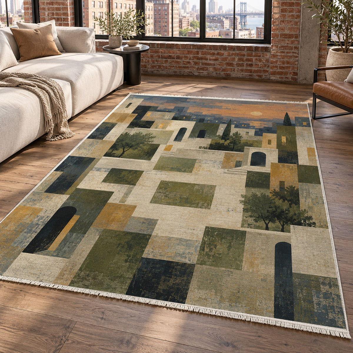 Urban Courtyard Modern Washable Rug — new york living