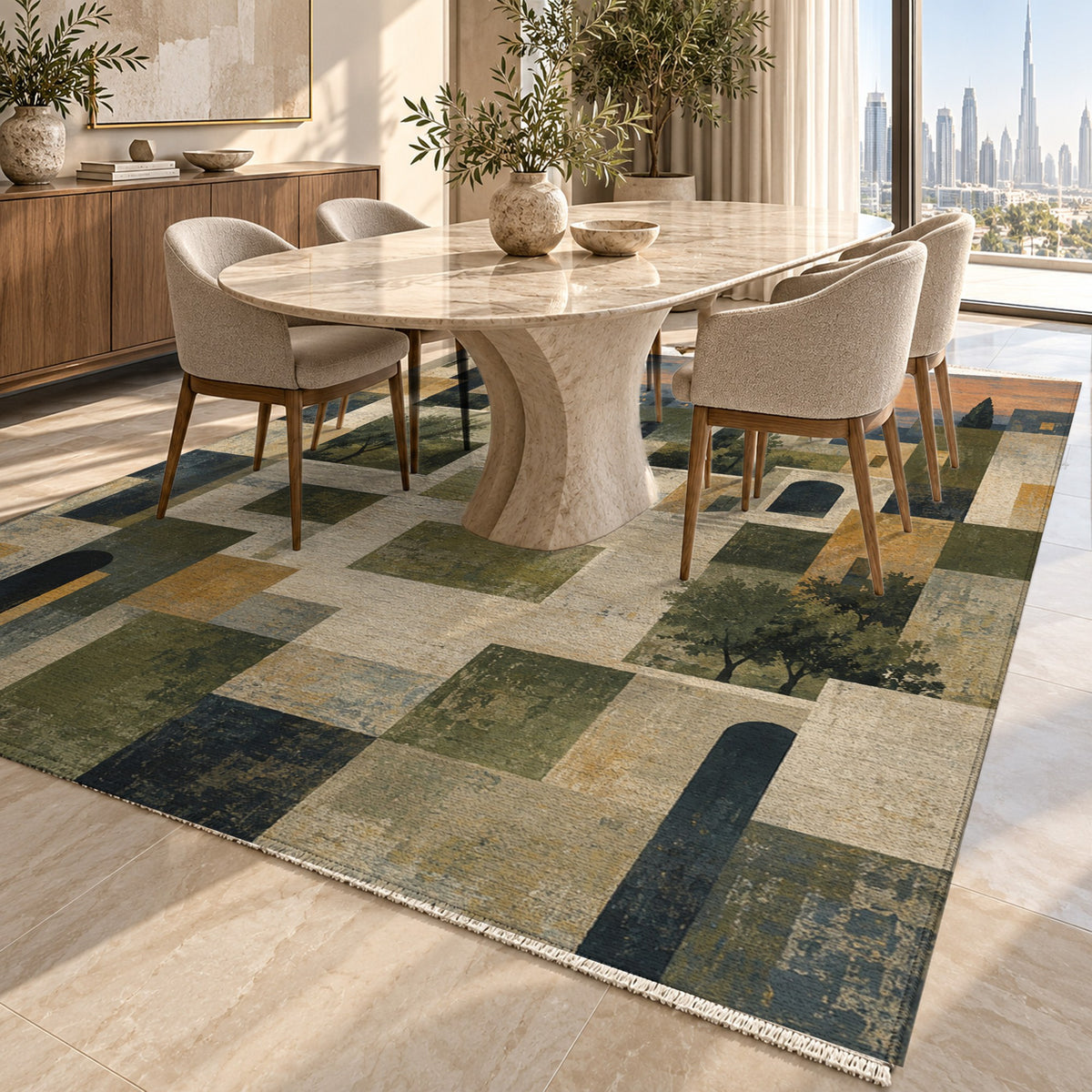 Urban Courtyard Modern Washable Rug — dubai dining