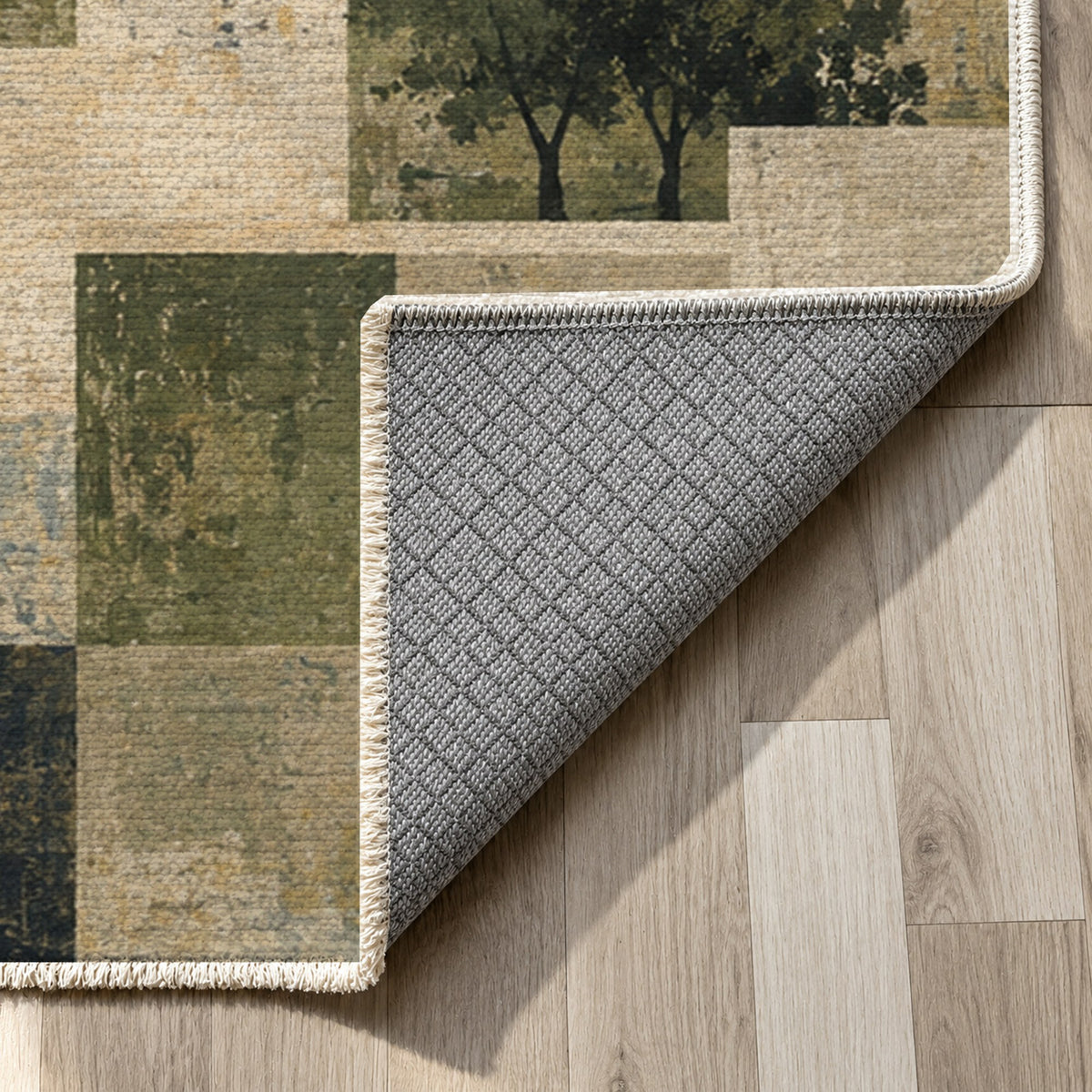 Urban Courtyard Modern Washable Rug — backing close up