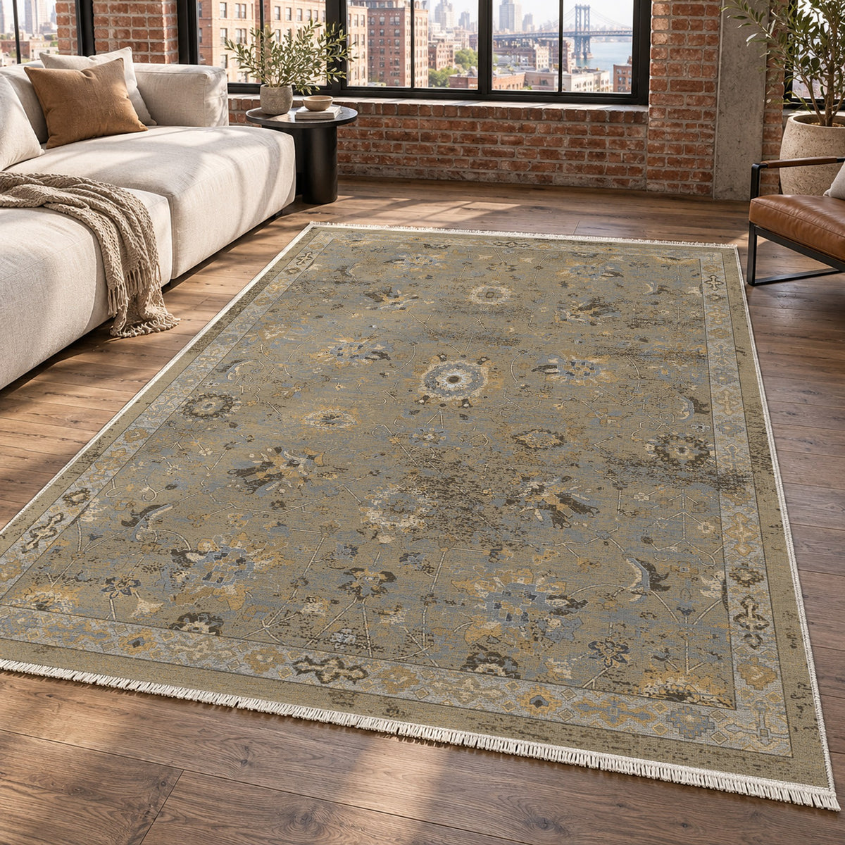 Ushak Beige Classic Washable Rug — new york living