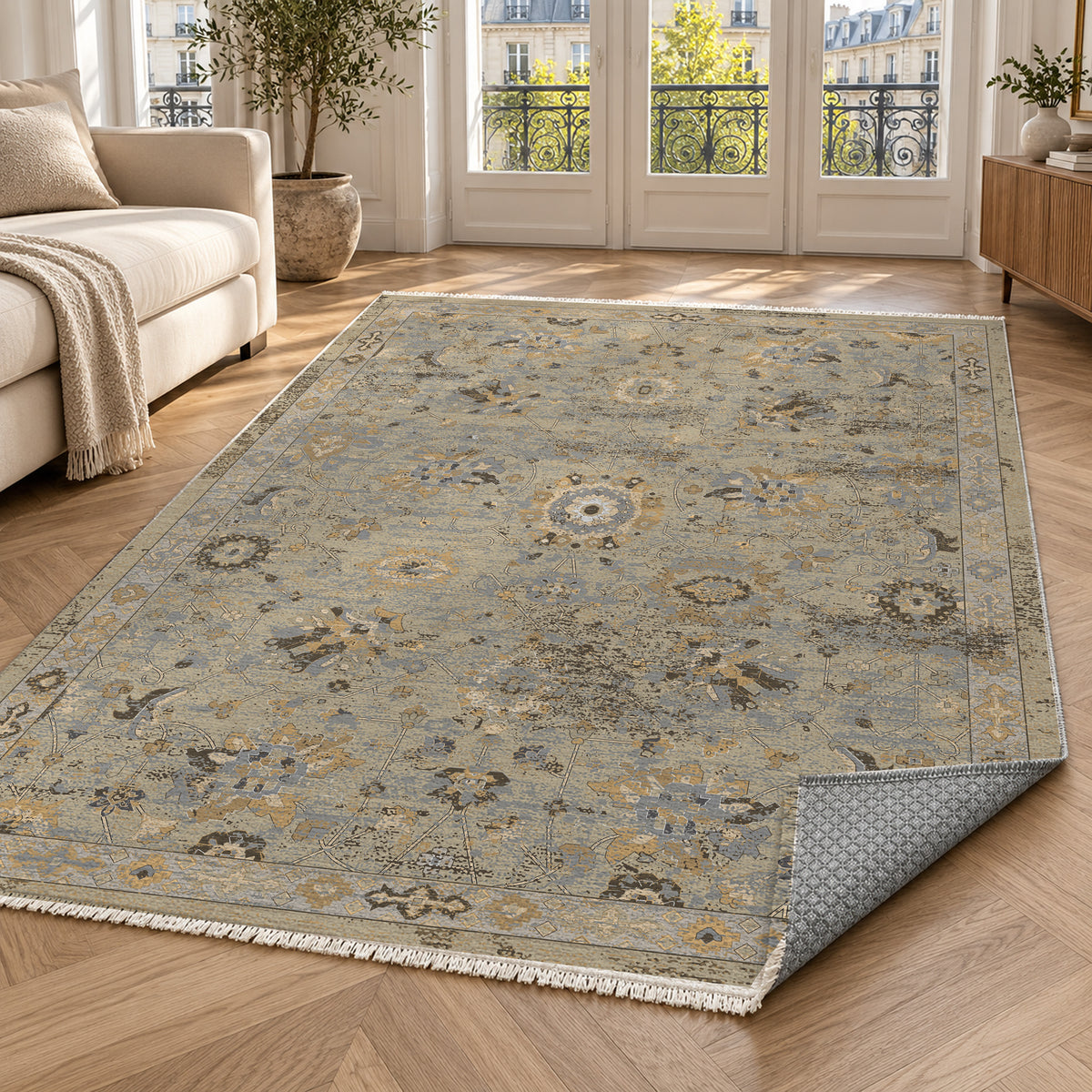 Ushak Cream Classic Washable Rug — paris living