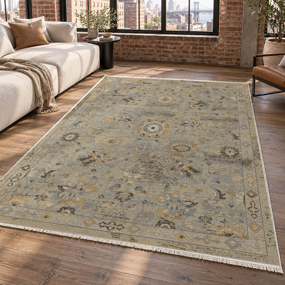 Ushak Cream Classic Washable Rug — new york living