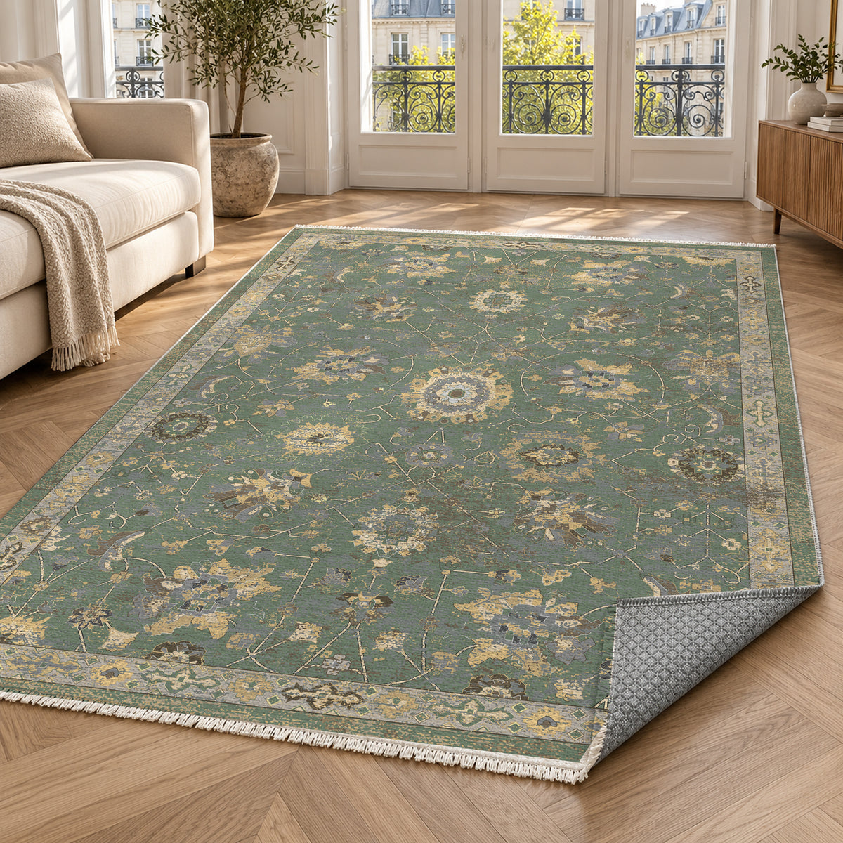 Ushak Sage Classic Washable Rug — paris living