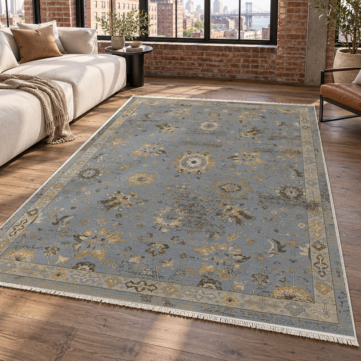Ushak Silver Grey Classic Washable Rug — new york living