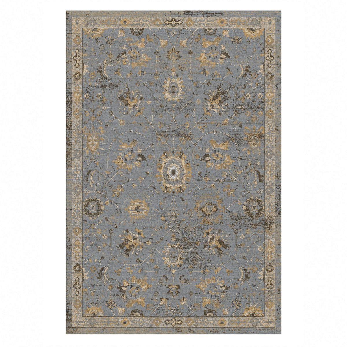 Ushak Silver Grey Classic Washable Rug — top view
