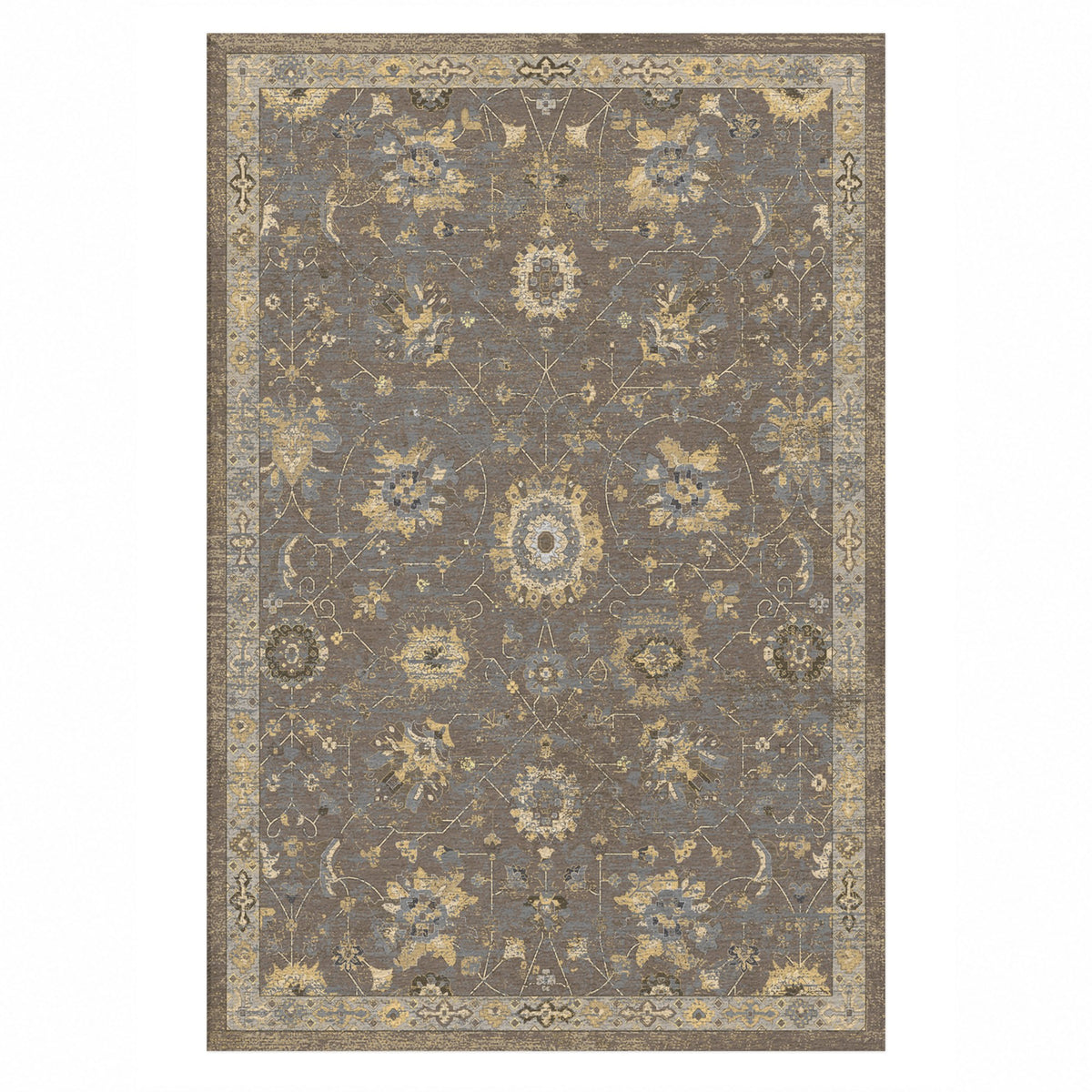 Ushak Taupe Classic Washable Rug — top view