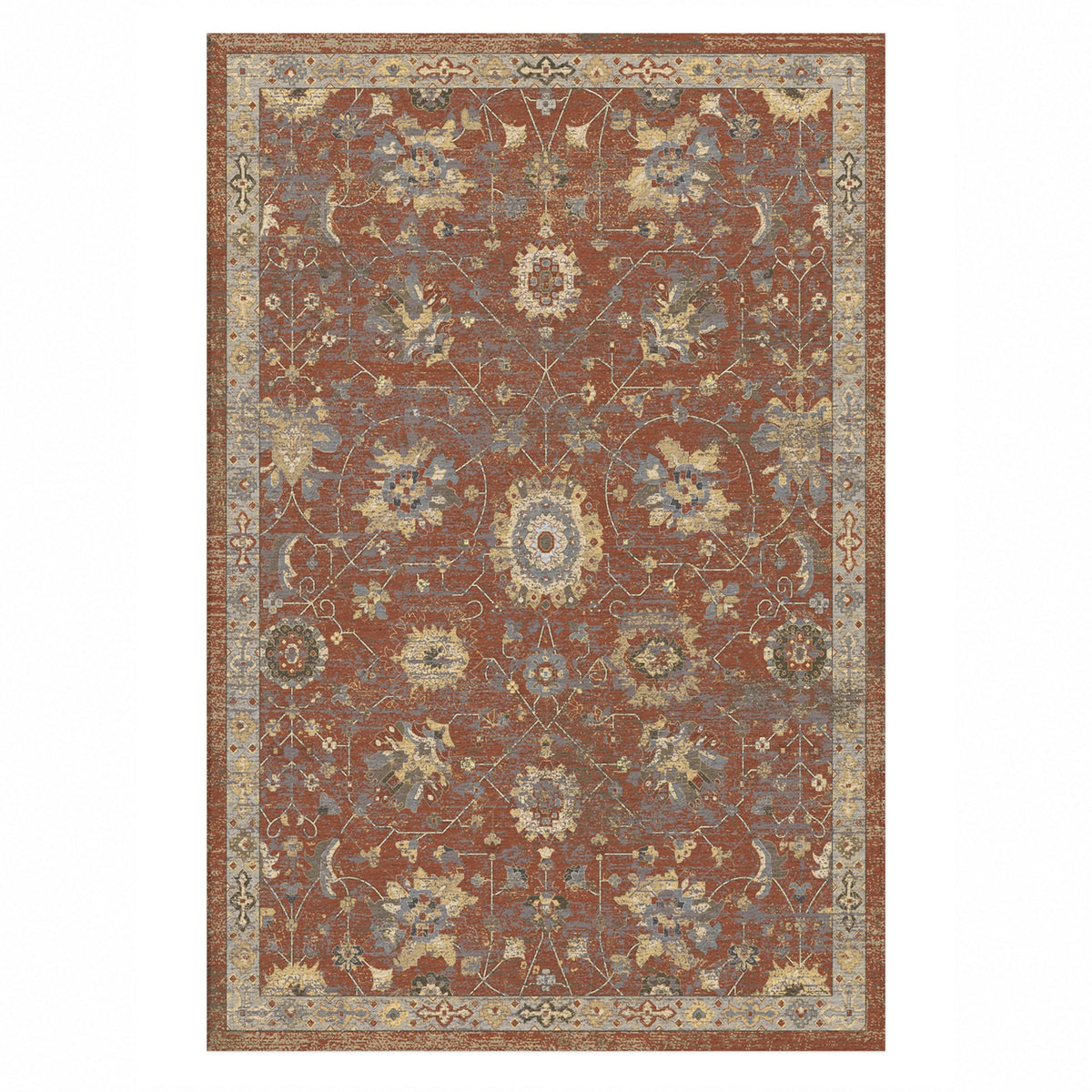 Ushak Terracotta Classic Washable Rug — top view
