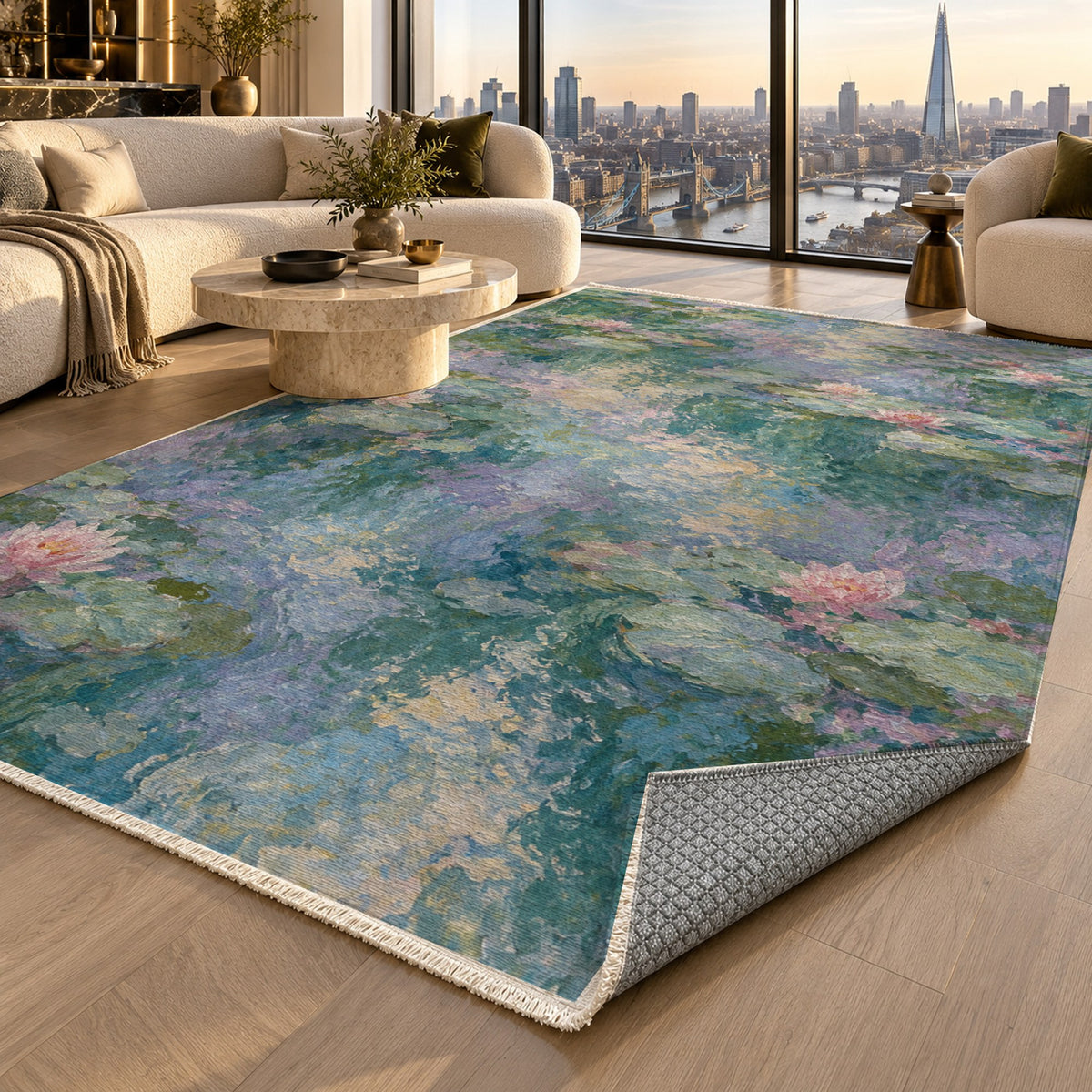 Water Garden Abstract Washable Rug — london luxury living