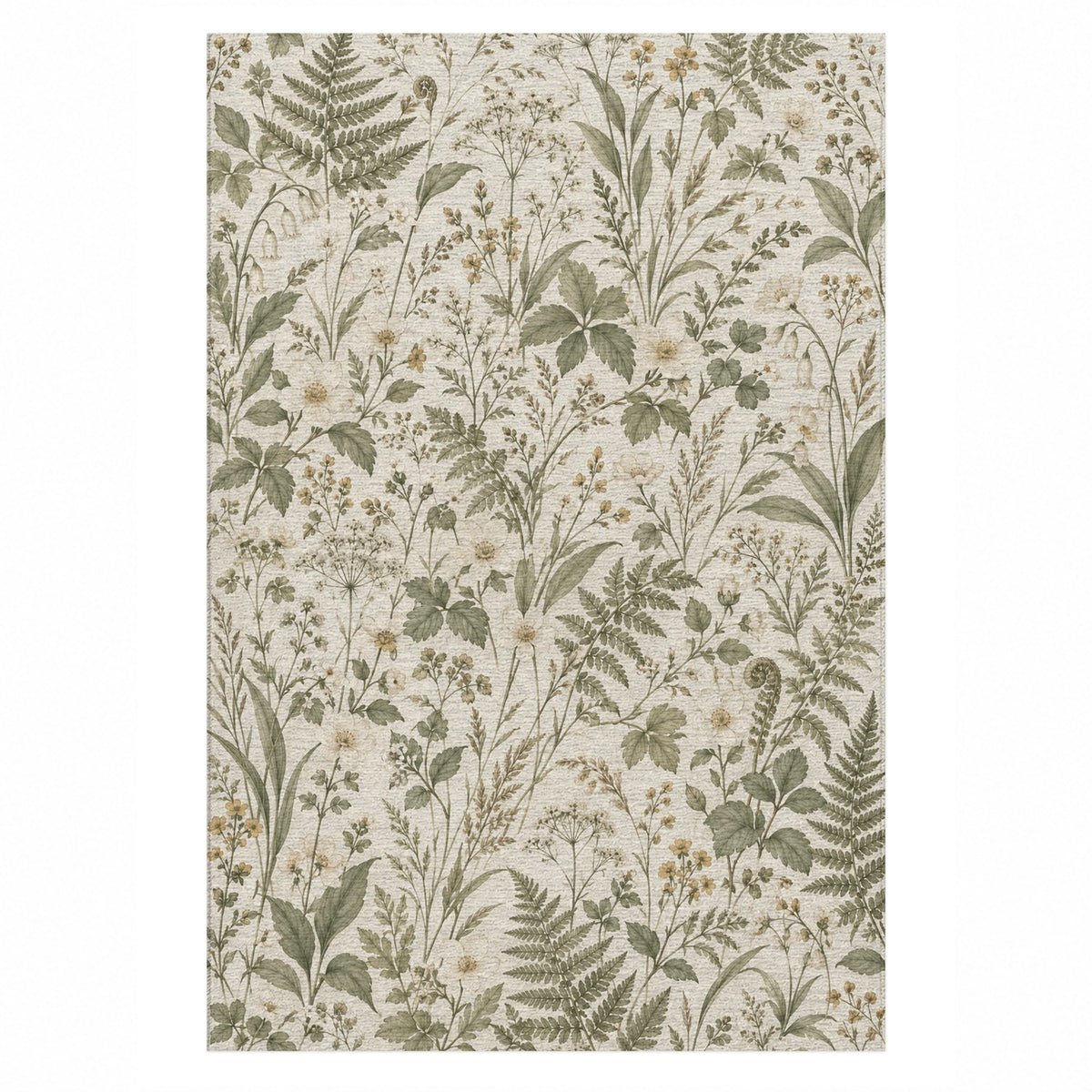 Wildflower Clearing Sage Floral Washable Rug — top view