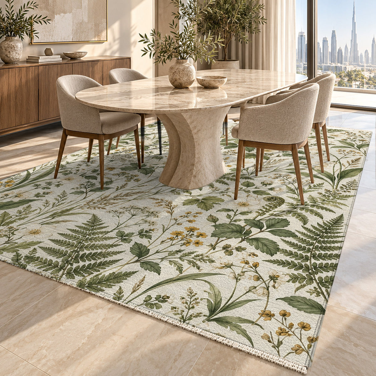 Wildflower Clearing Floral Washable Rug — dubai dining