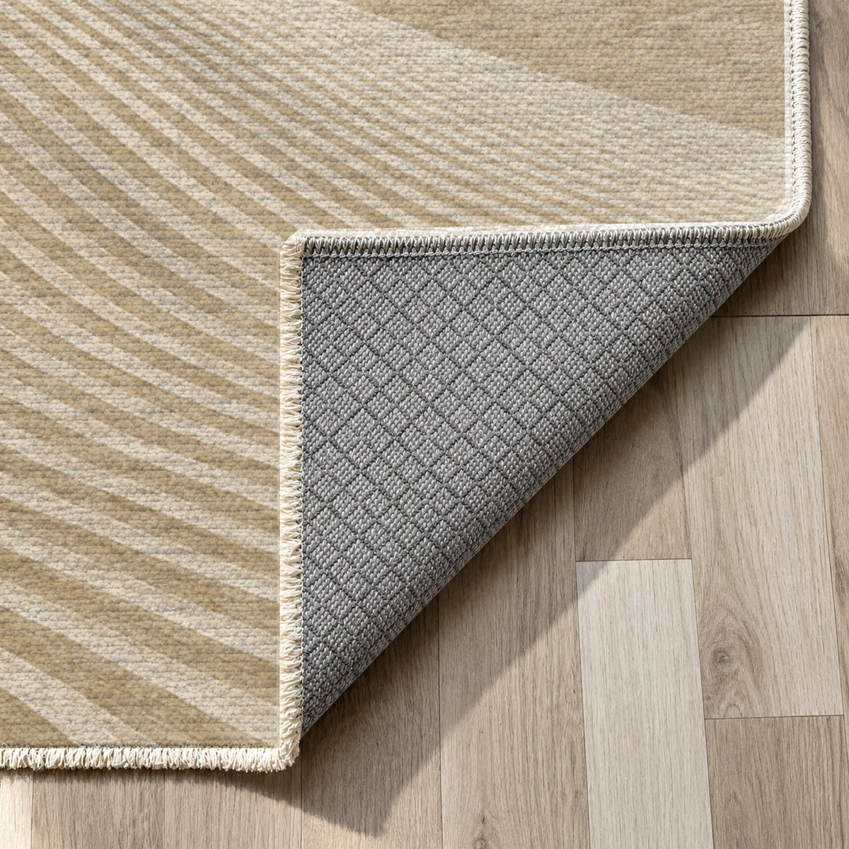 Wind Lines Sage Modern Washable Rug — backing close up