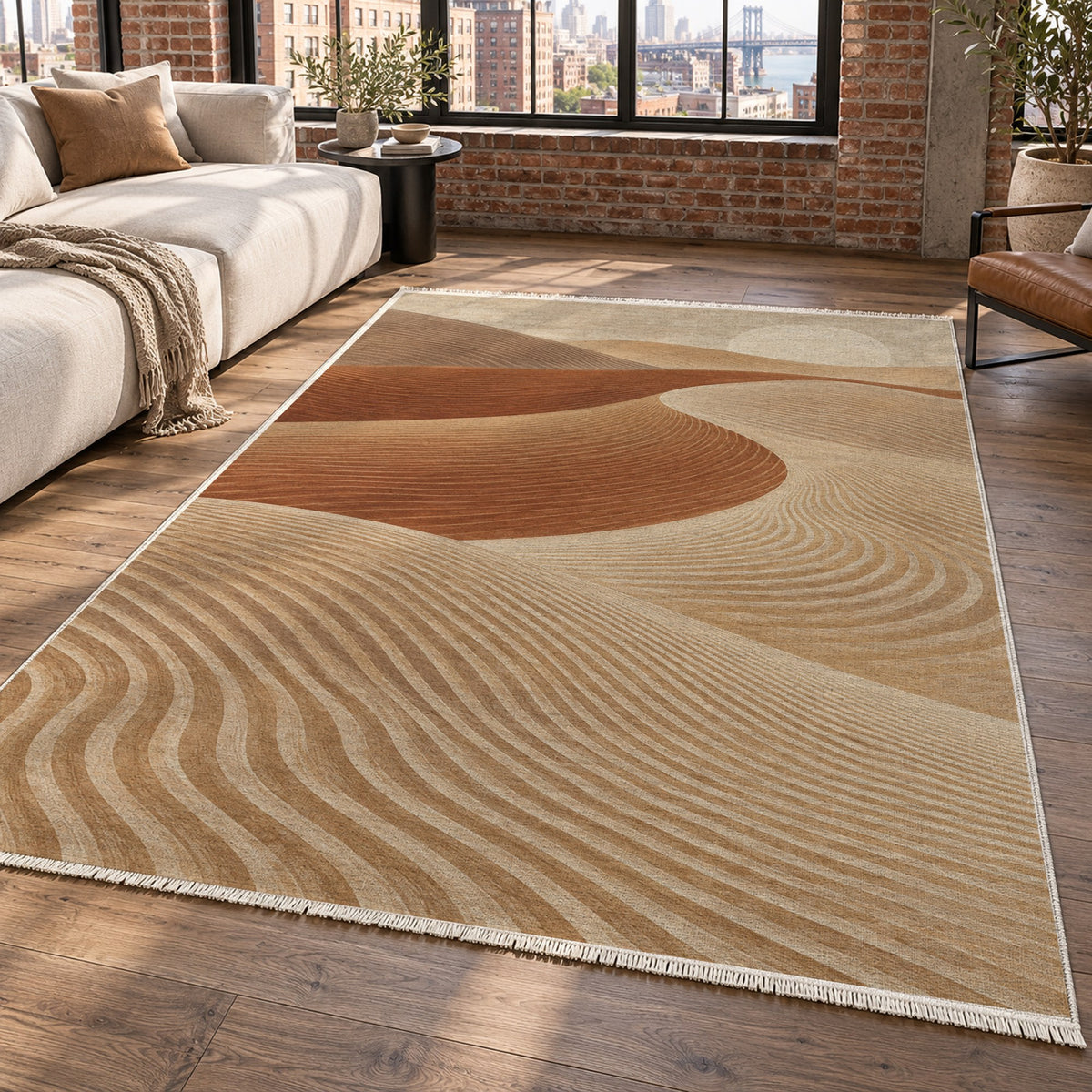Wind Lines Modern Washable Rug — new york living