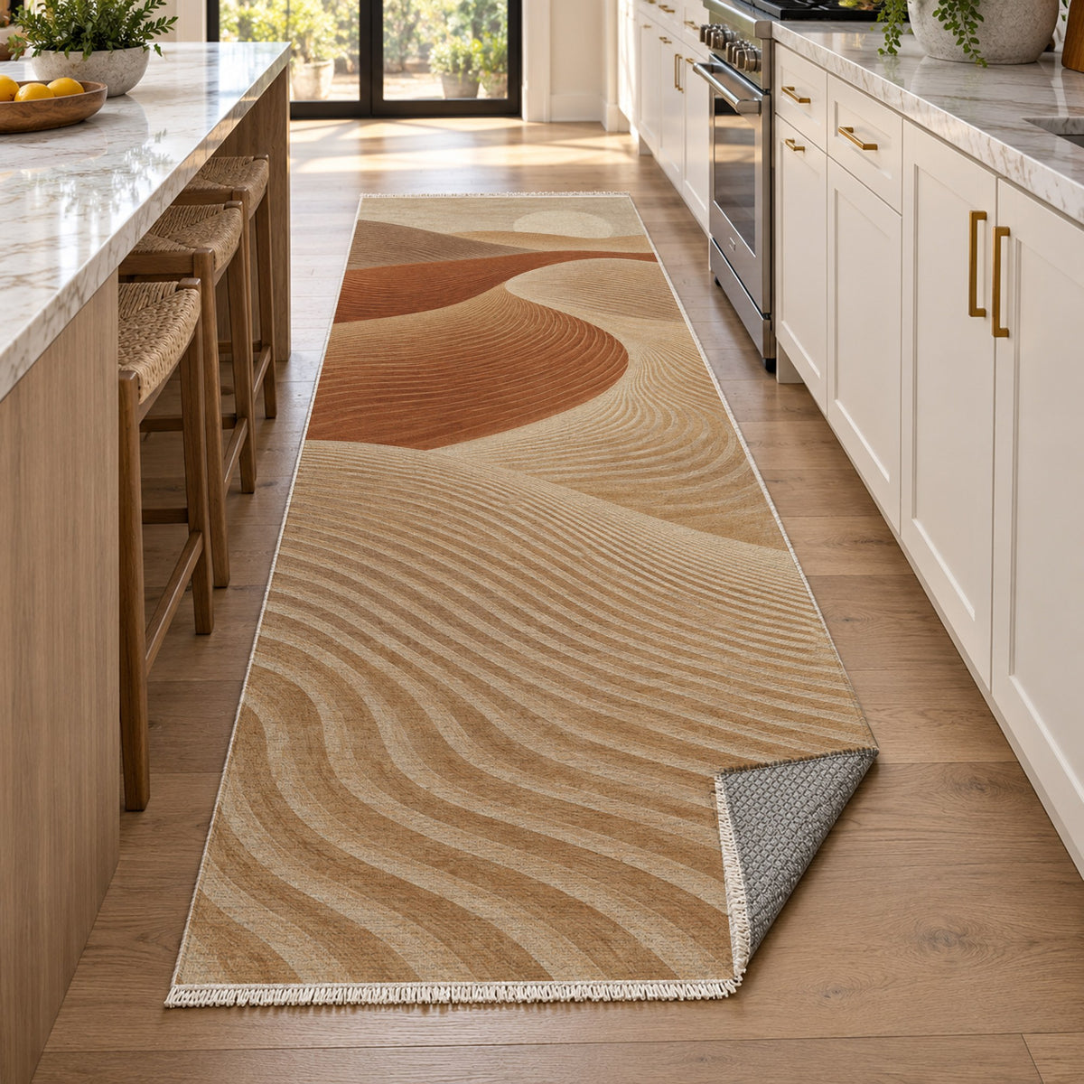 Wind Lines Modern Washable Rug — new york kitchen runner