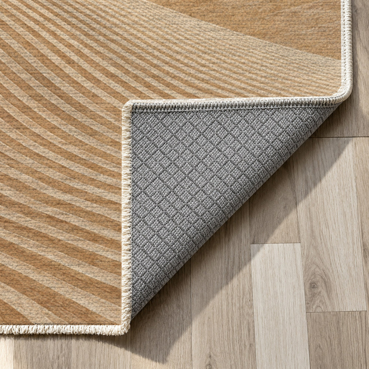 Wind Lines Modern Washable Rug — backing close up