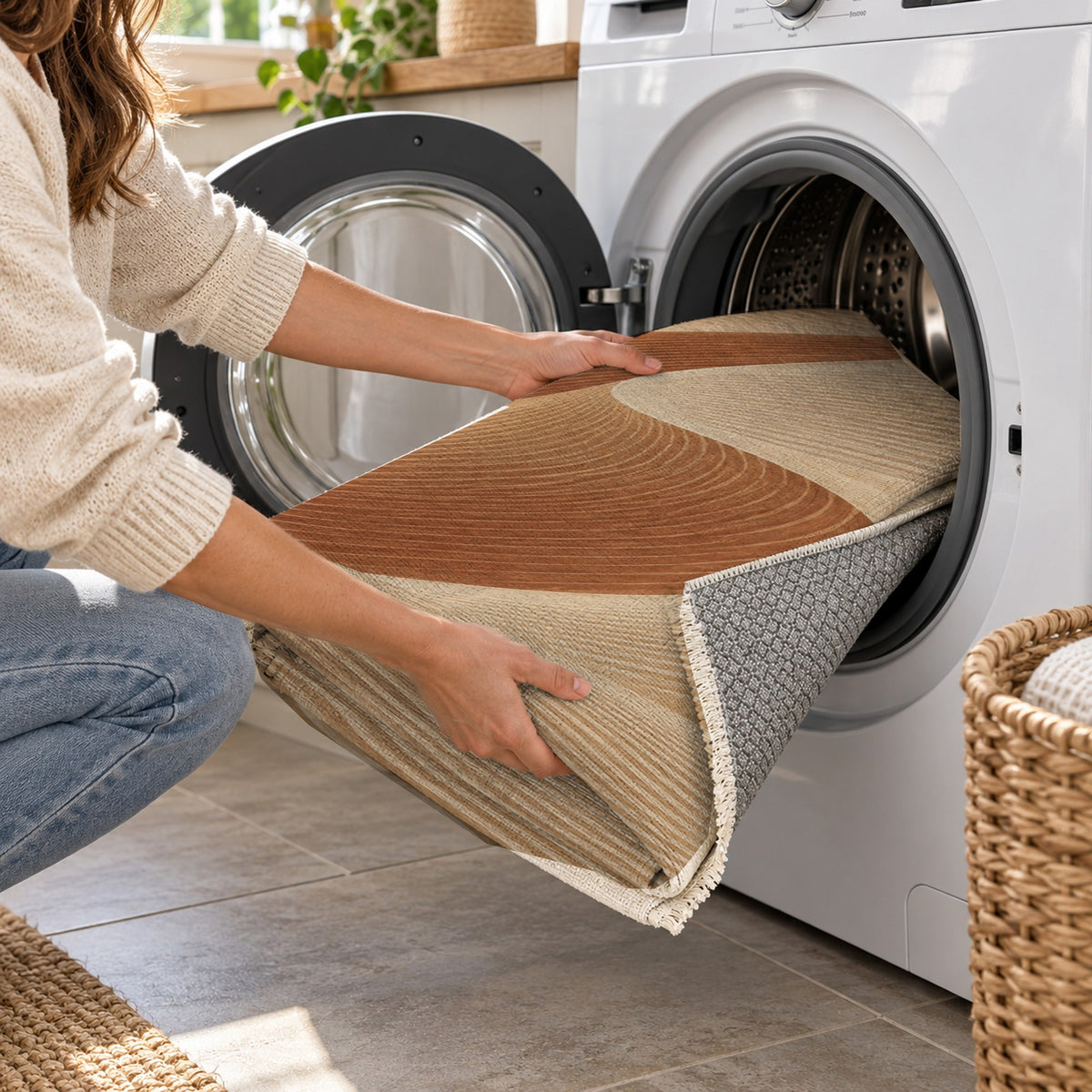 Wind Lines Modern Washable Rug — washing machine