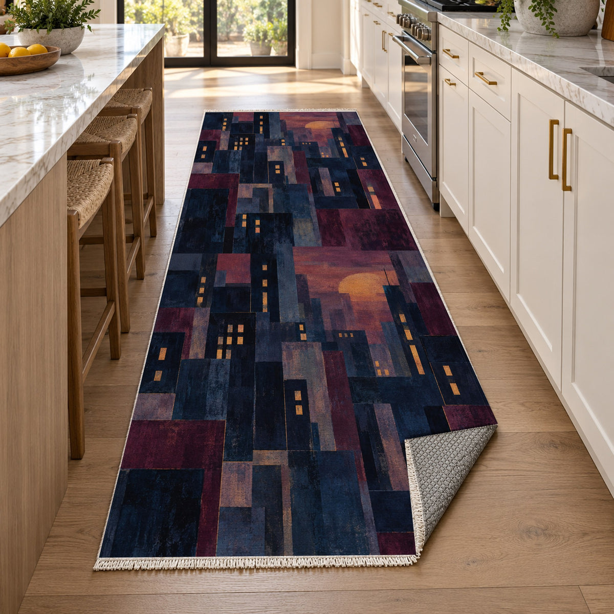 Window Lights Modern Washable Rug — new york kitchen runner