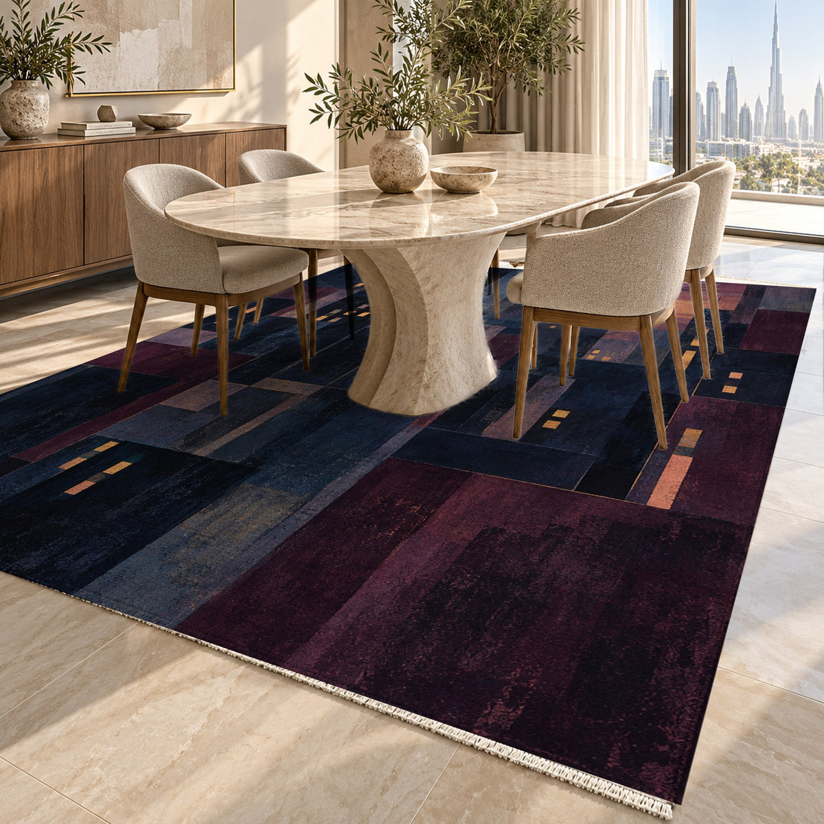 Window Lights Modern Washable Rug — dubai dining