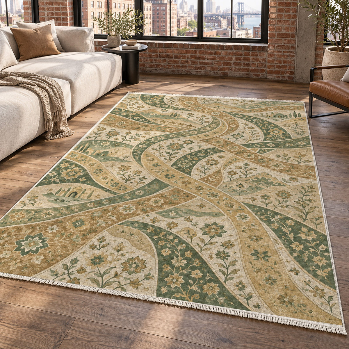 Woven Routes Sage Ethnic Washable Rug — new york living