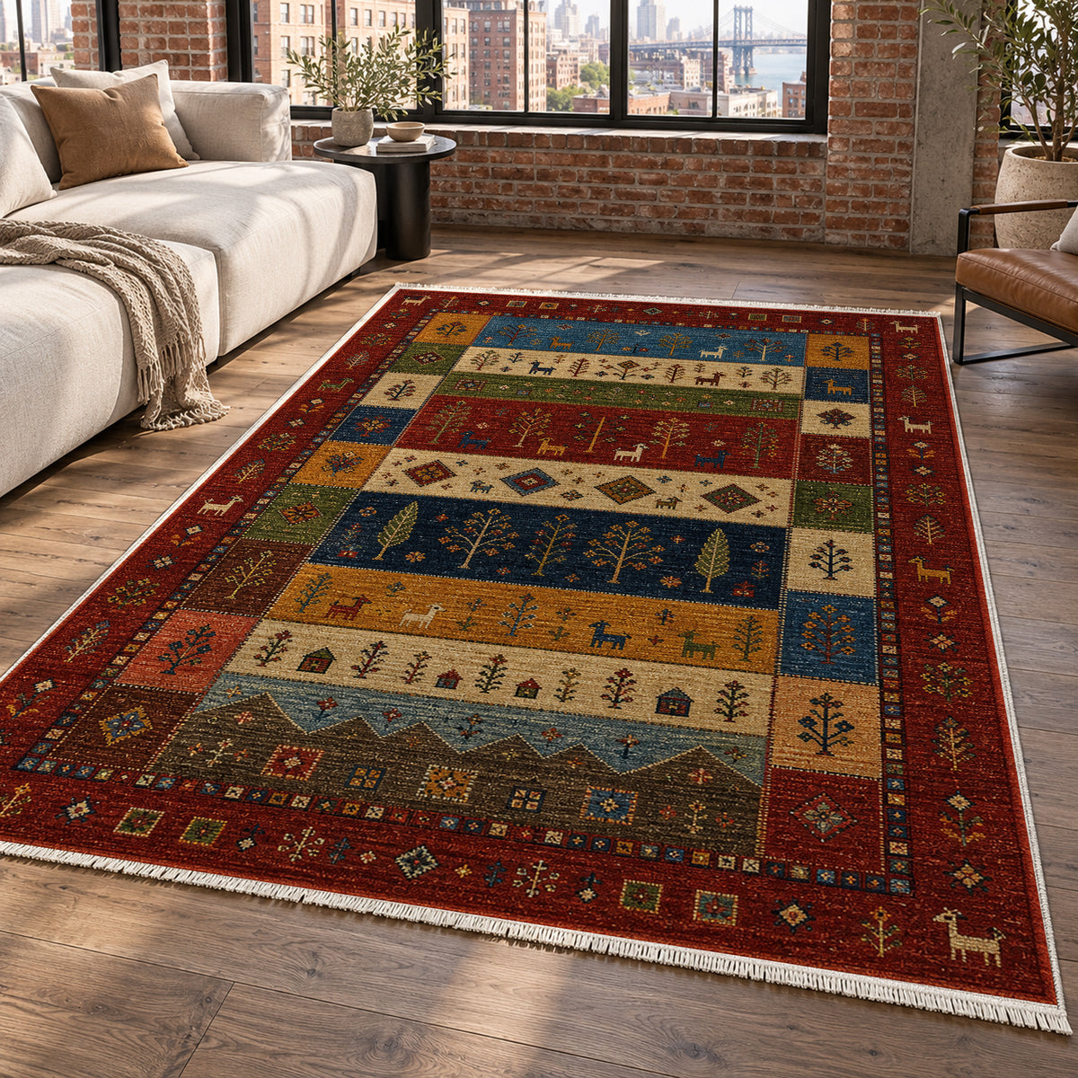 Zagros Garnet Ethnic Washable Rug — new york living