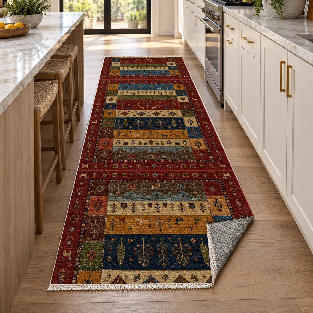 Zagros Garnet Ethnic Washable Rug — new york kitchen runner