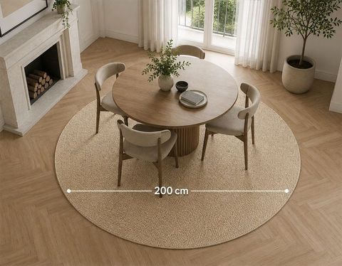 200 cm round rug — Ideal for dining areas & statement spaces