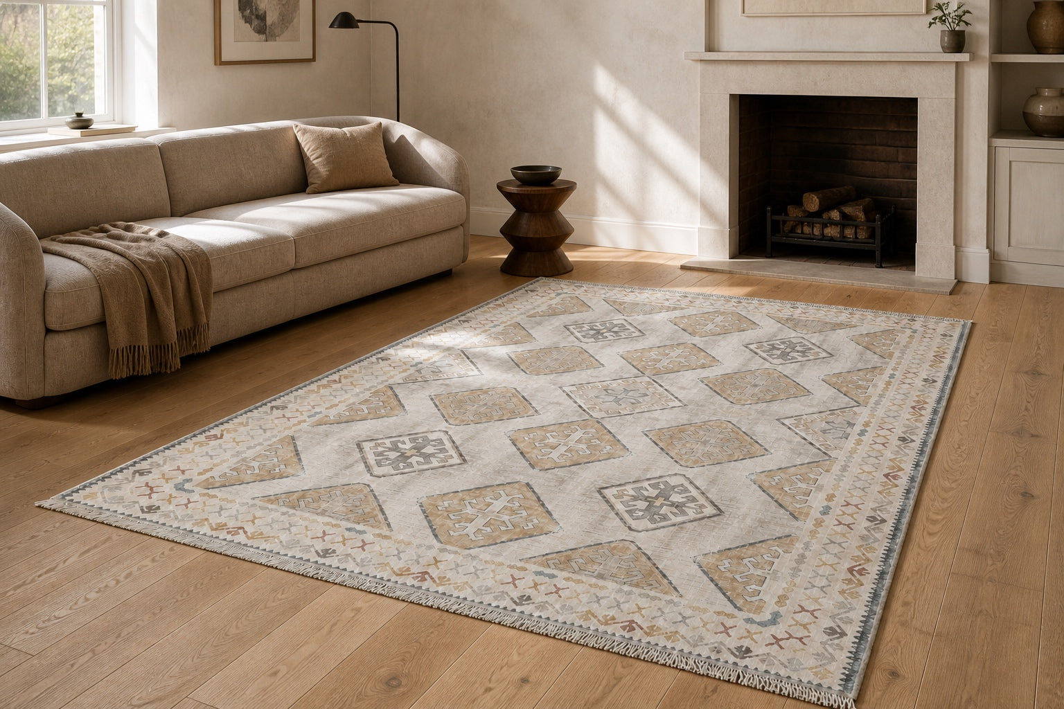 Rug Weavers rug bringing Anatolian pattern into a British living room
