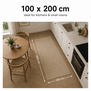 100 × 200 cm rug size shown in a room